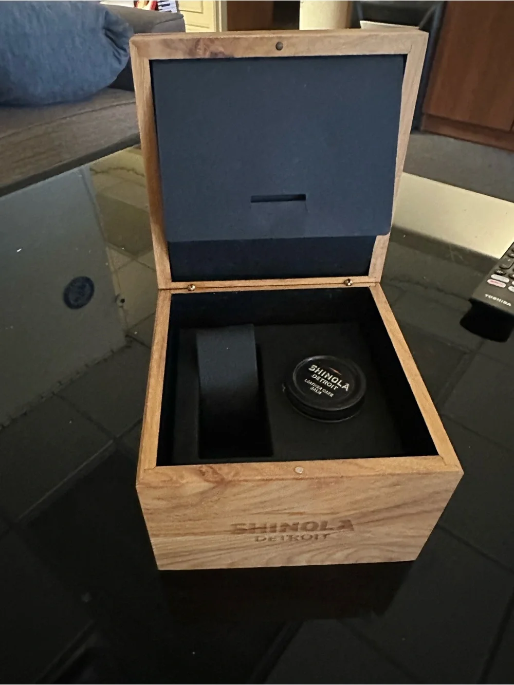 Shinola Detroit Wooden Watch Box with Booklets - Natural Wood & Black
